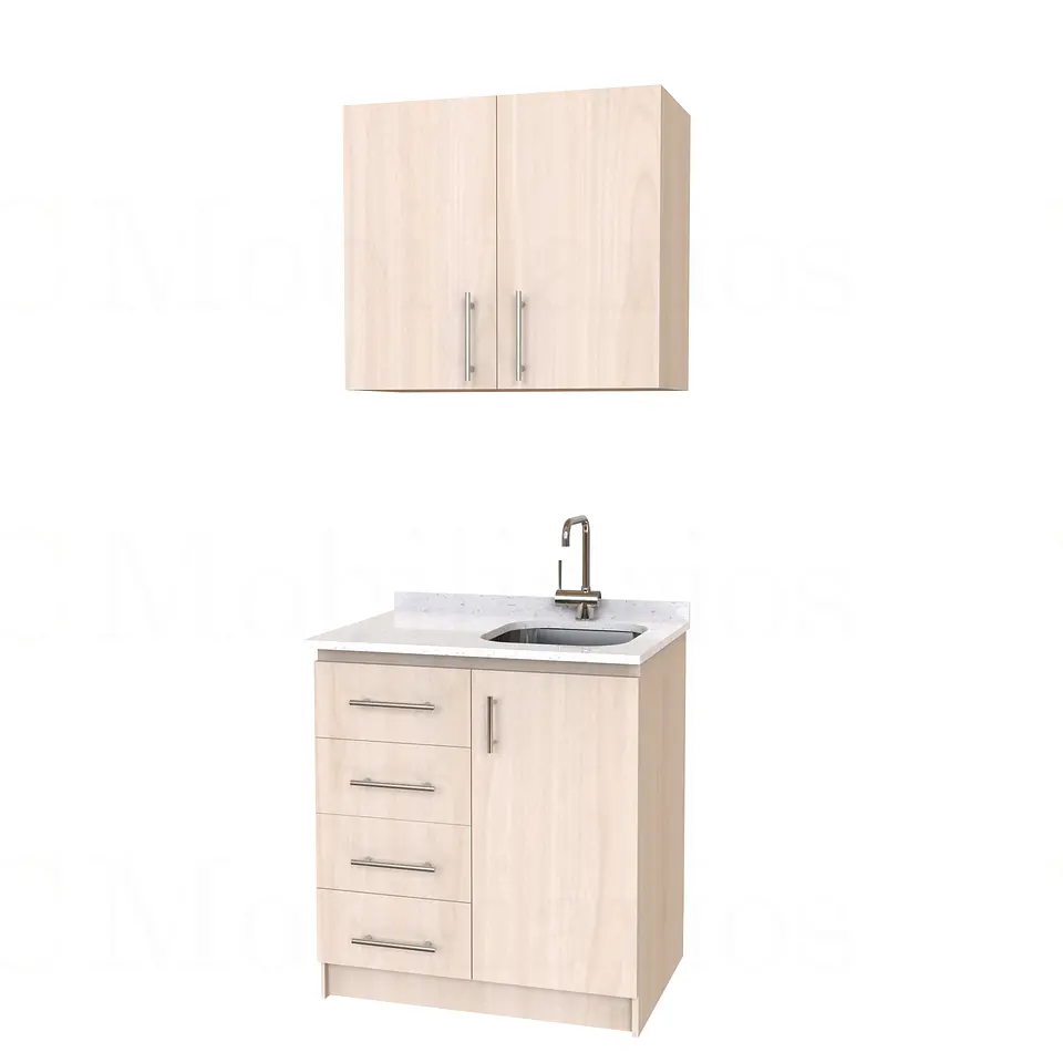 Kit de mueble lavaplatos + Mueble Mural de 80 cm / KT1-834 / cuarzo / Nougat 1