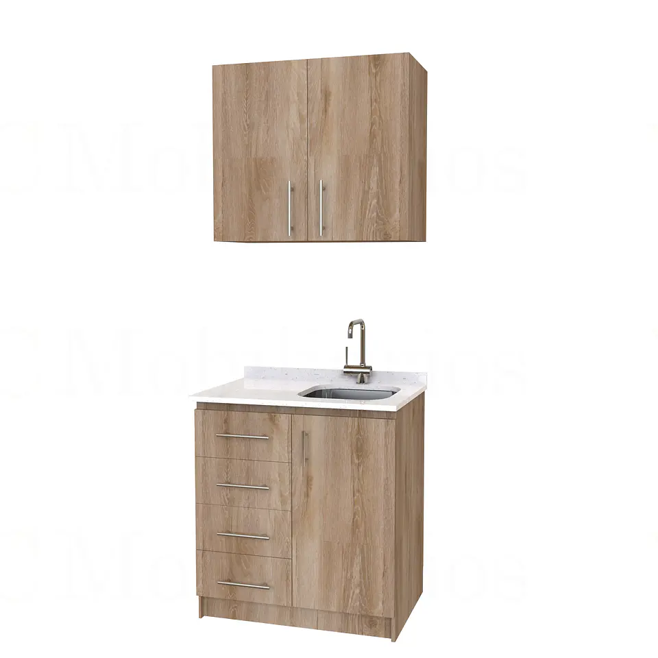 Kit de mueble lavaplatos + Mueble Mural de 80 cm / KT1-834 / cuarzo / Cava 1