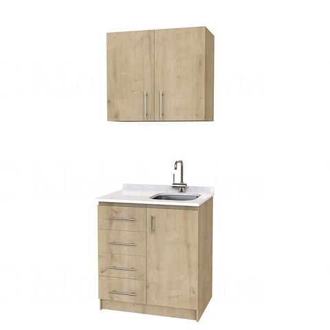 Kit de mueble lavaplatos + Mueble Mural de 80 cm / KT1-834 / cuarzo / Rustico