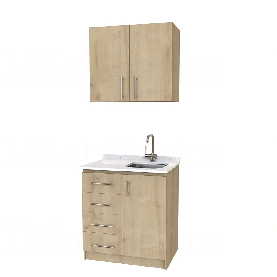 Kit de mueble lavaplatos + Mueble Mural de 80 cm / KT1-834 / cuarzo / Rustico 1