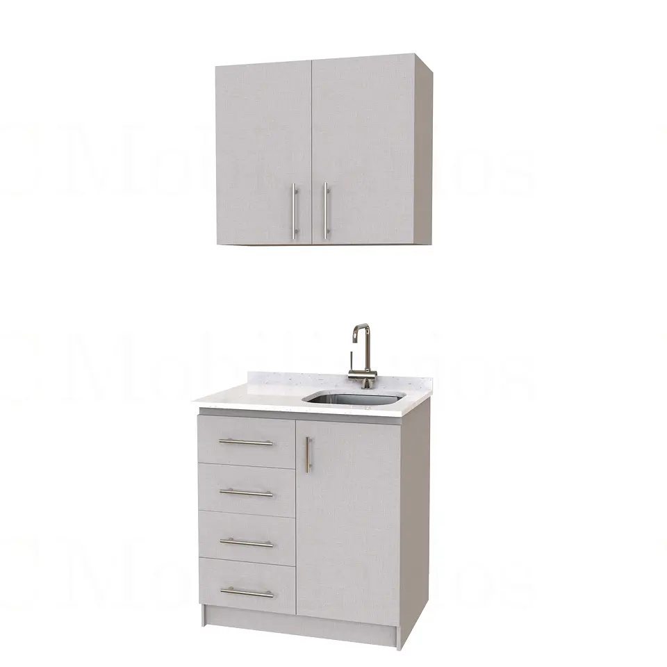 Kit de mueble lavaplatos + Mueble Mural de 80 cm / KT1-834 / cuarzo / Giorno 1