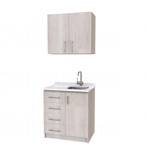 Kit de mueble lavaplatos + Mueble Mural de 90 cm / KT1-934 / cuarzo / toscana