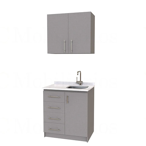 Kit de mueble lavaplatos + Mueble Mural de 90 cm / KT1-934 / cuarzo / notte