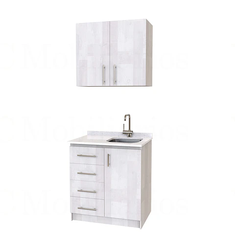 Kit de mueble lavaplatos + Mueble Mural de 90 cm / KT1-934 / cuarzo / legno