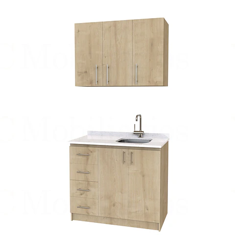Kit de mueble lavaplatos + Mueble Mural de 100 cm / KT1-1034 / cuarzo / rustico