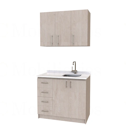 Kit de mueble lavaplatos + Mueble Mural de 100 cm / KT1-1034 / cuarzo / provenzal