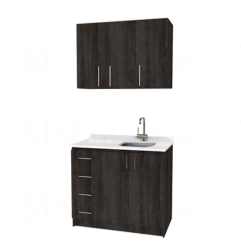 Kit de mueble lavaplatos + Mueble Mural de 100 cm / KT1-1034 / cuarzo / expresso
