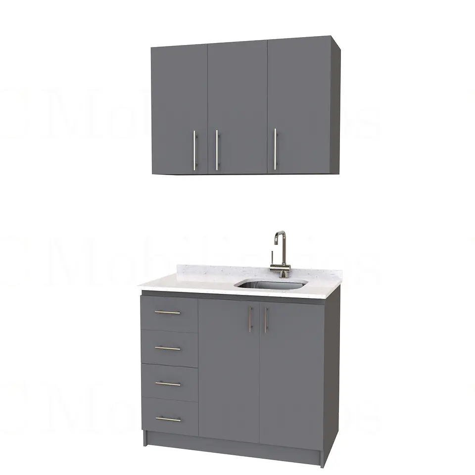Kit de mueble lavaplatos + Mueble Mural de 100 cm / KT1-1034 / cuarzo / carbon 1