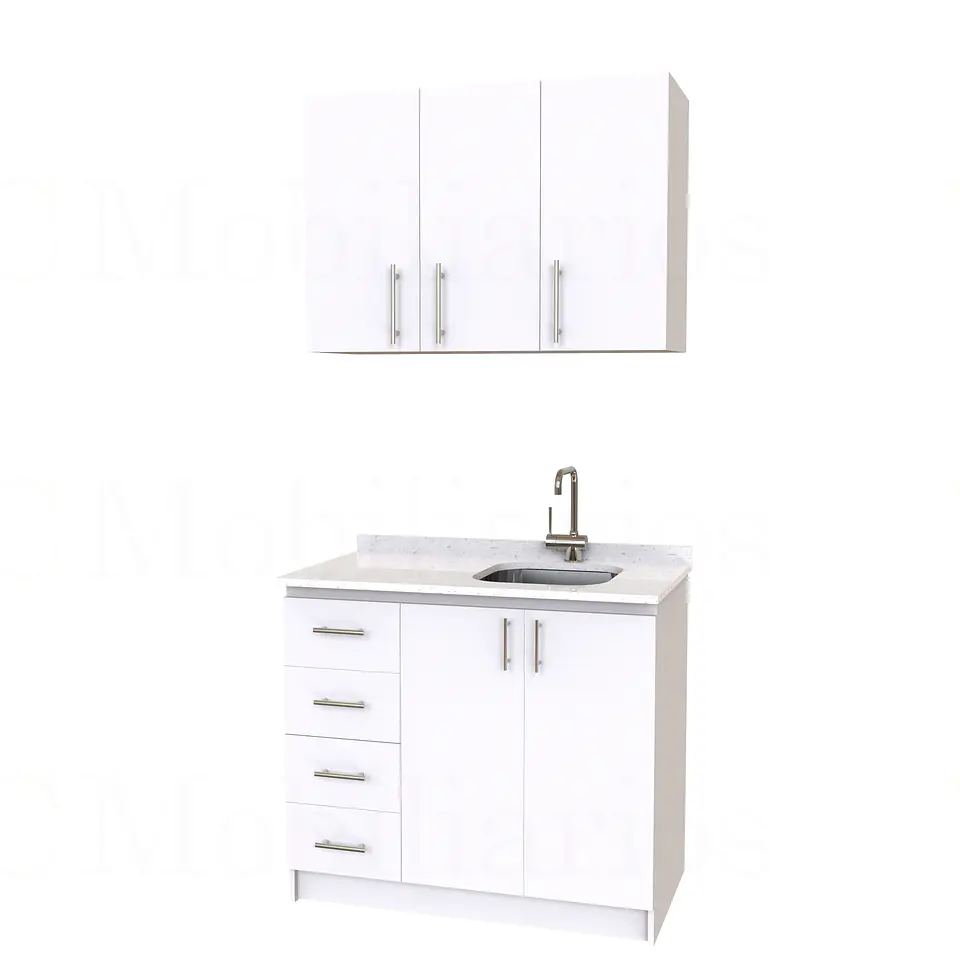 Kit de mueble lavaplatos + Mueble Mural de 100 cm / KT1-1034 / cuarzo / blanco 1
