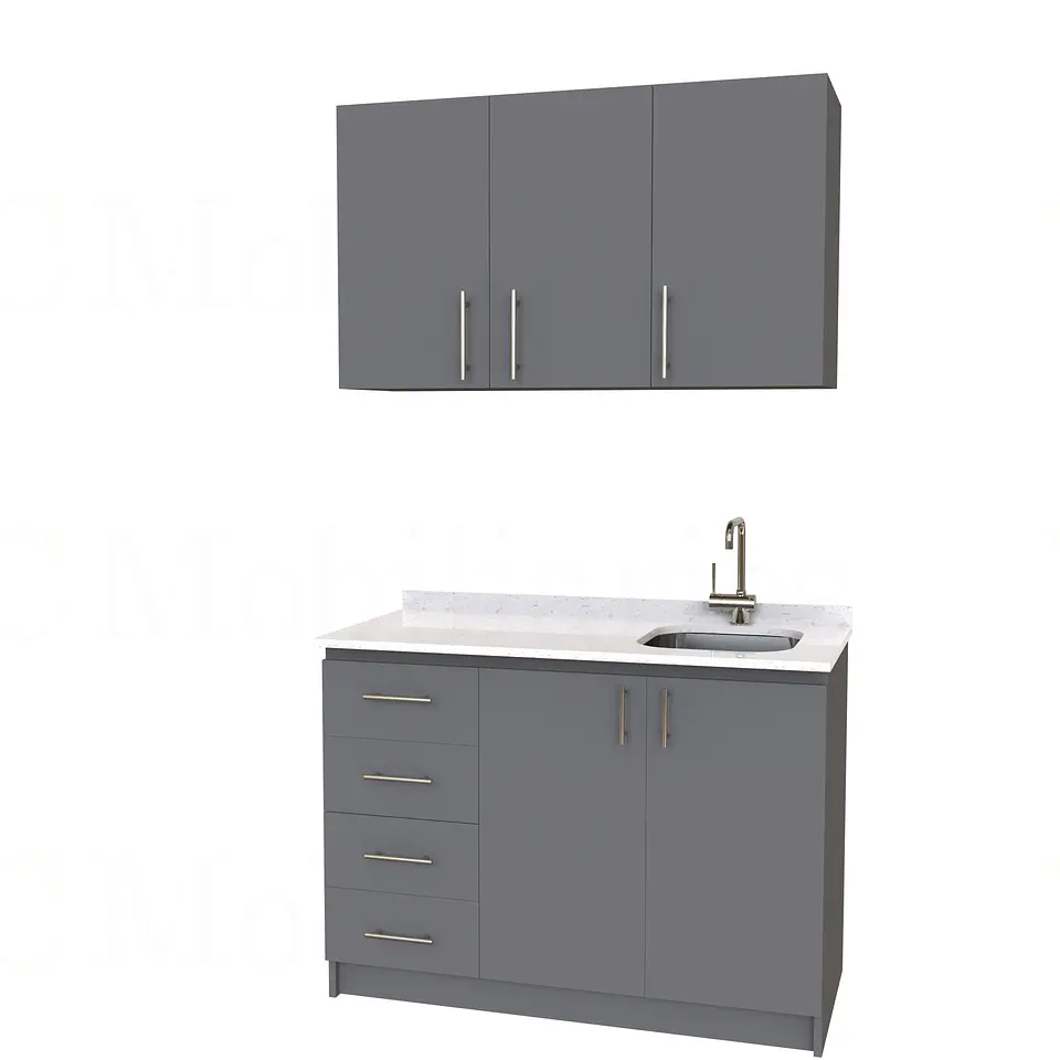Kit de mueble lavaplatos + Mueble Mural de 120 cm / KT1-1234 / cuarzo / carbon 1