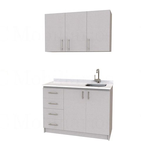 Kit de mueble lavaplatos + Mueble Mural de 120 cm / KT1-1234 / cuarzo / giorno
