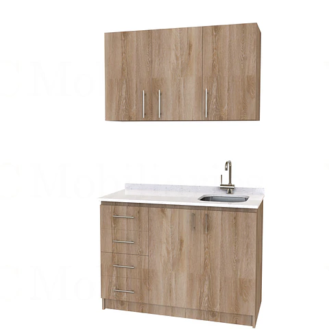 Kit de mueble lavaplatos + Mueble Mural de 130 cm / KT1-1034 / cuarzo / cava