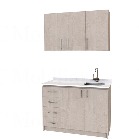 Kit de mueble lavaplatos + Mueble Mural de 130 cm / KT1-1034 / cuarzo / provenzal