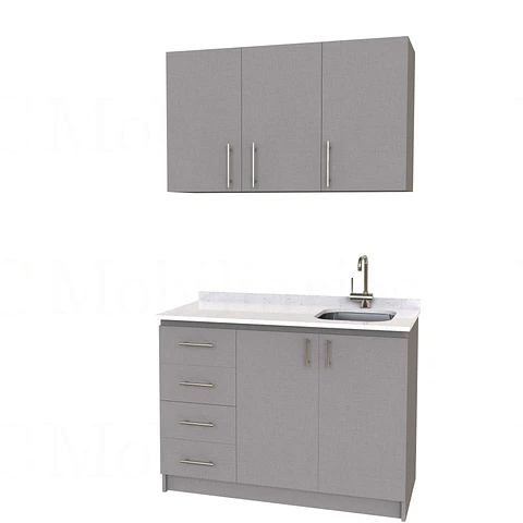 Kit de mueble lavaplatos + Mueble Mural de 130 cm / KT1-1034 / cuarzo / notte