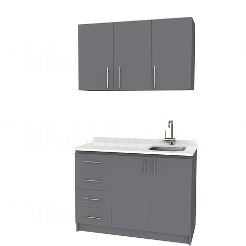 Kit de mueble lavaplatos + Mueble Mural de 140 cm / KT1-1434 / cuarzo / carbon