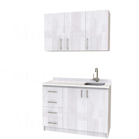 Kit de mueble lavaplatos + Mueble Mural de 140 cm / KT1-1434 / cuarzo / legno