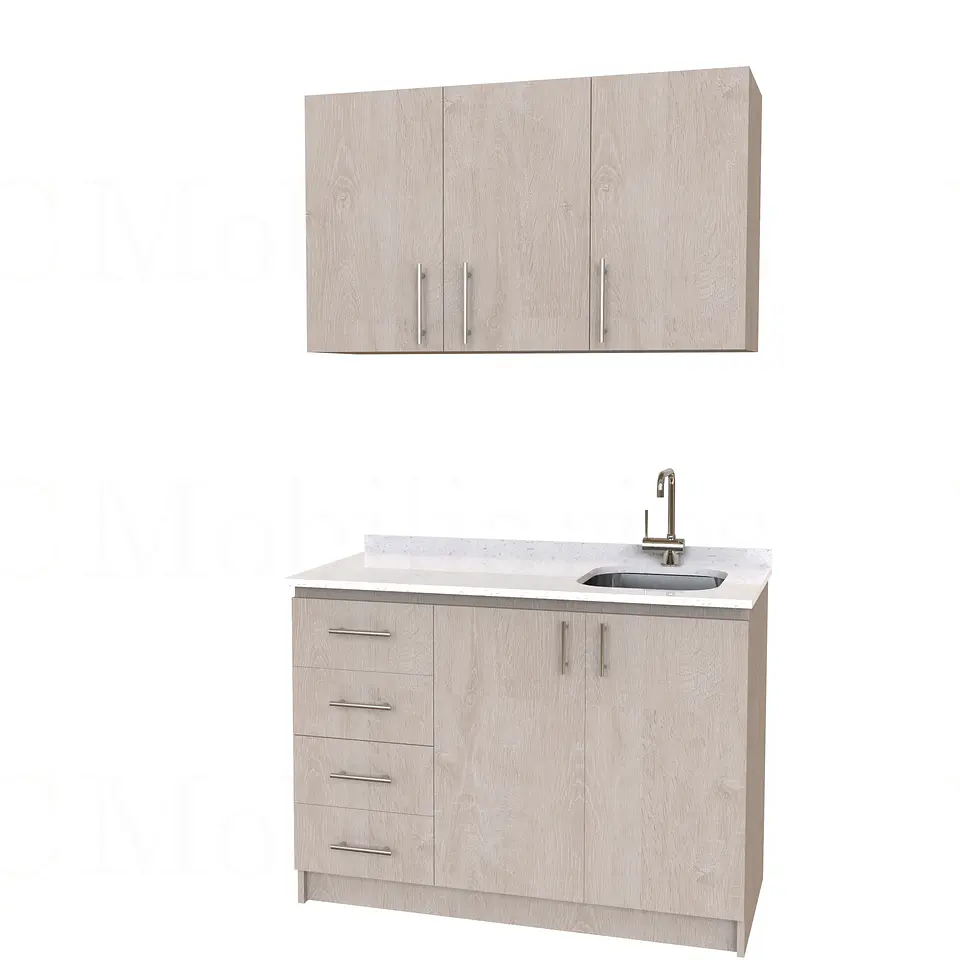 Kit de mueble lavaplatos + Mueble Mural de 140 cm / KT1-1434 / cuarzo / provenzal 1