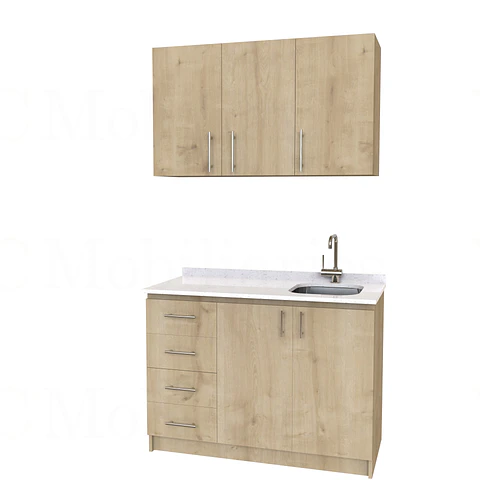 Kit de mueble lavaplatos + Mueble Mural de 140 cm / KT1-1434 / cuarzo / rustico