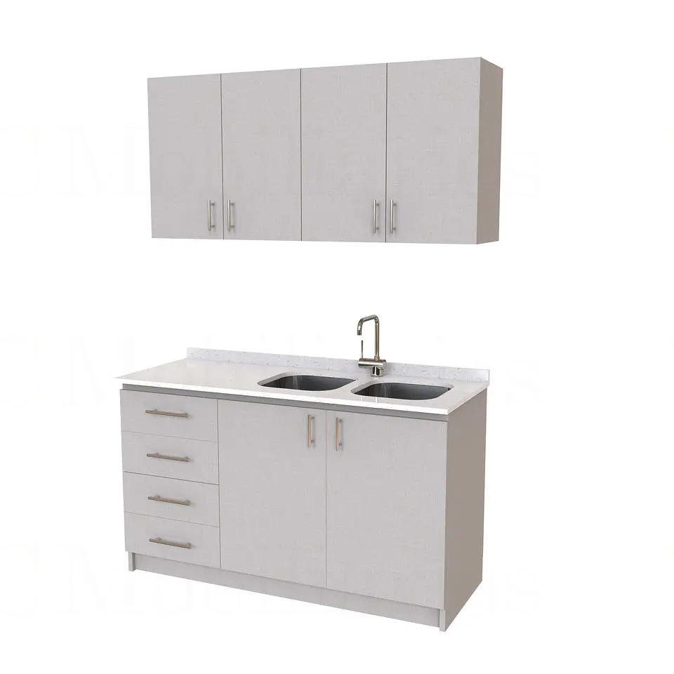 Kit de mueble lavaplatos doble + Mueble Mural de 150 cm / KT1-1534 / cuarzo / giorno 1
