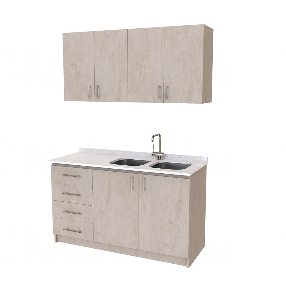 Kit de mueble lavaplatos doble + Mueble Mural de 150 cm / KT1-1534 / cuarzo / provenzal 1