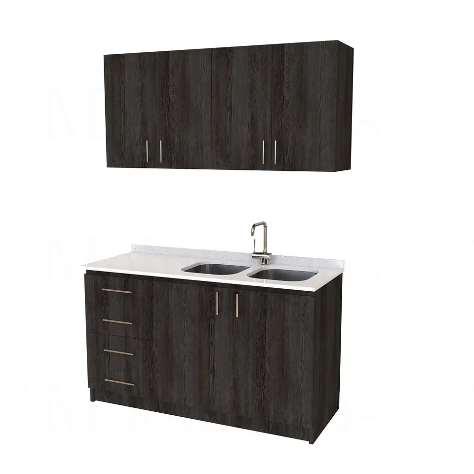 Kit de mueble lavaplatos doble + Mueble Mural de 150 cm / KT1-1534 / cuarzo / expresso 1