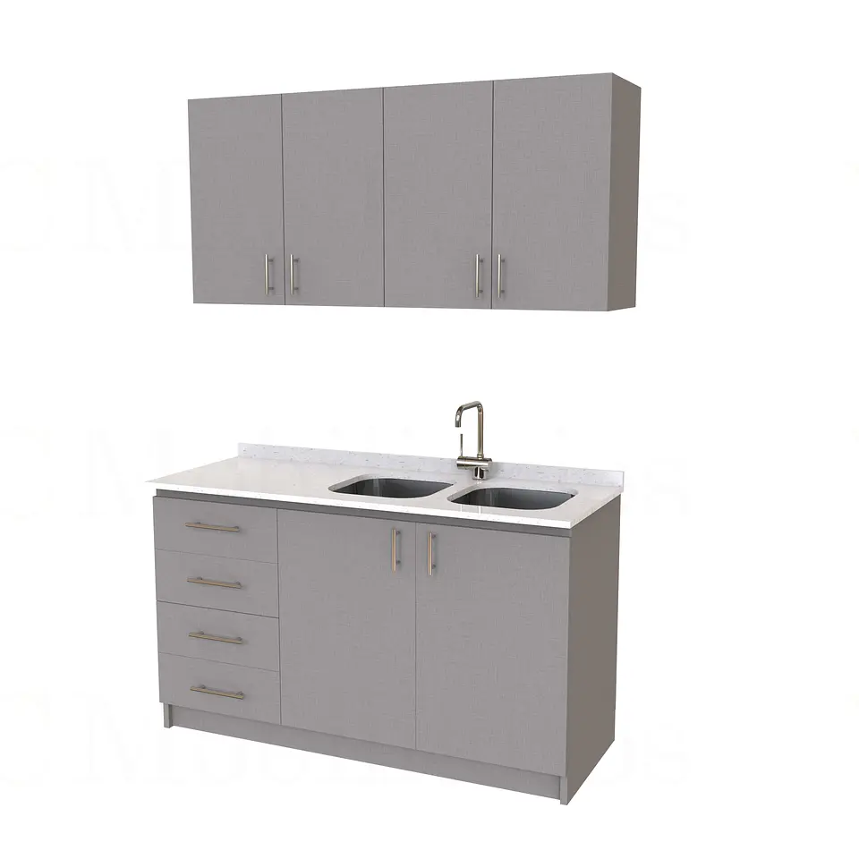 Kit de mueble lavaplatos doble + Mueble Mural de 160 cm / KT1-1534 / cuarzo / notte 1