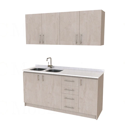 Kit de mueble lavaplatos doble + Mueble Mural de 170 cm / KT1-1734 / cuarzo / provenzal