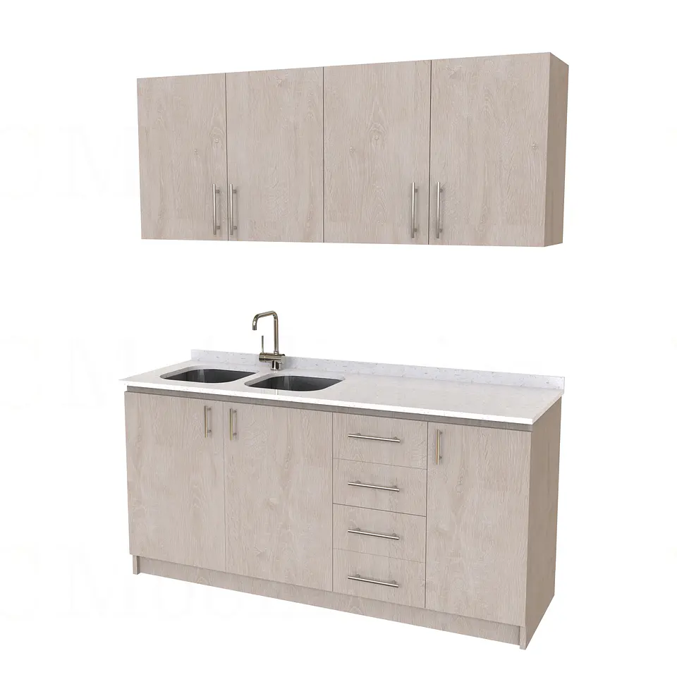 Kit de mueble lavaplatos doble + Mueble Mural de 170 cm / KT1-1734 / cuarzo / provenzal 1