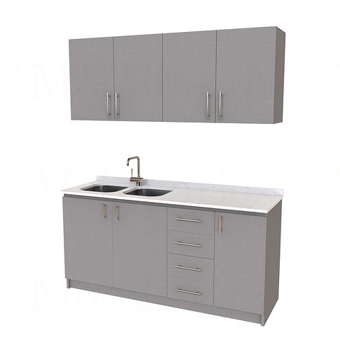Kit de mueble lavaplatos doble + Mueble Mural de 170 cm / KT1-1734 / cuarzo / notte