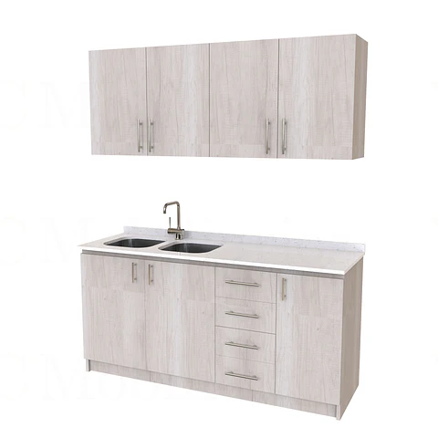 Kit de mueble lavaplatos doble + Mueble Mural de 170 cm / KT1-1734 / cuarzo / toscana