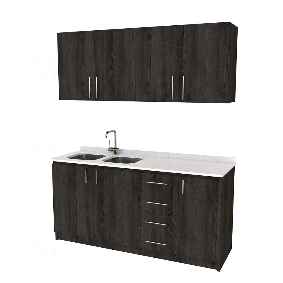 Kit de mueble lavaplatos doble + Mueble Mural de 180 cm / KT1-1834 / cuarzo / expresso 1