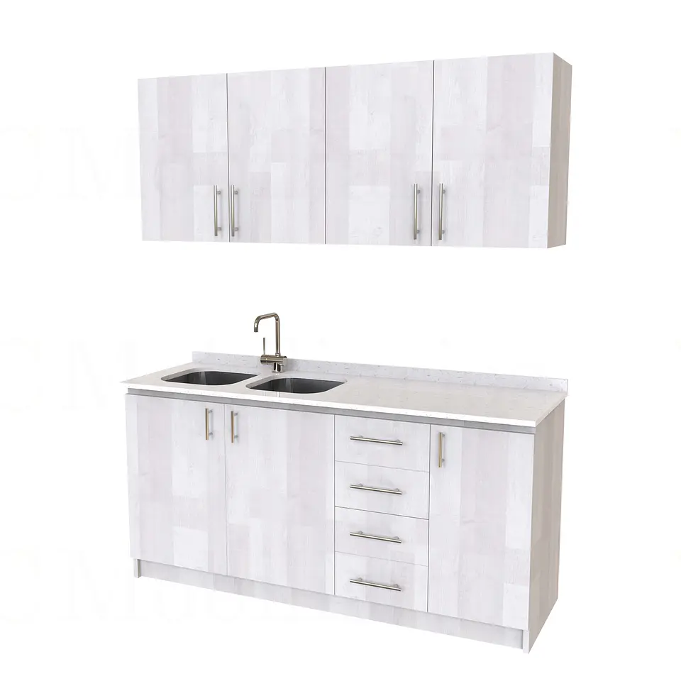 Kit de mueble lavaplatos doble + Mueble Mural de 190 cm / KT1-1934 / cuarzo / legno 1
