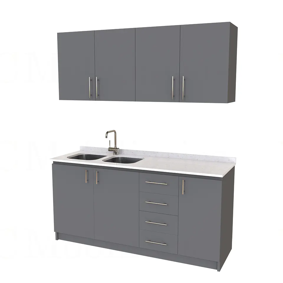 Kit de mueble lavaplatos doble + Mueble Mural de 190 cm / KT1-1934 / cuarzo / carbon 1