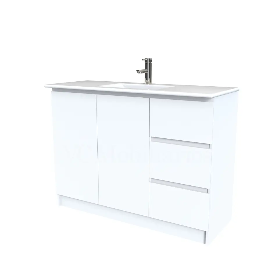 Mueble vanitorio al piso  de 120  cm con cubierta de loza M2-1201  / Blanco 1