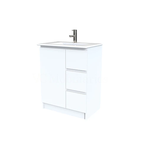 Mueble vanitorio al piso  de 60  cm con cubierta de loza M2-601  / Blanco