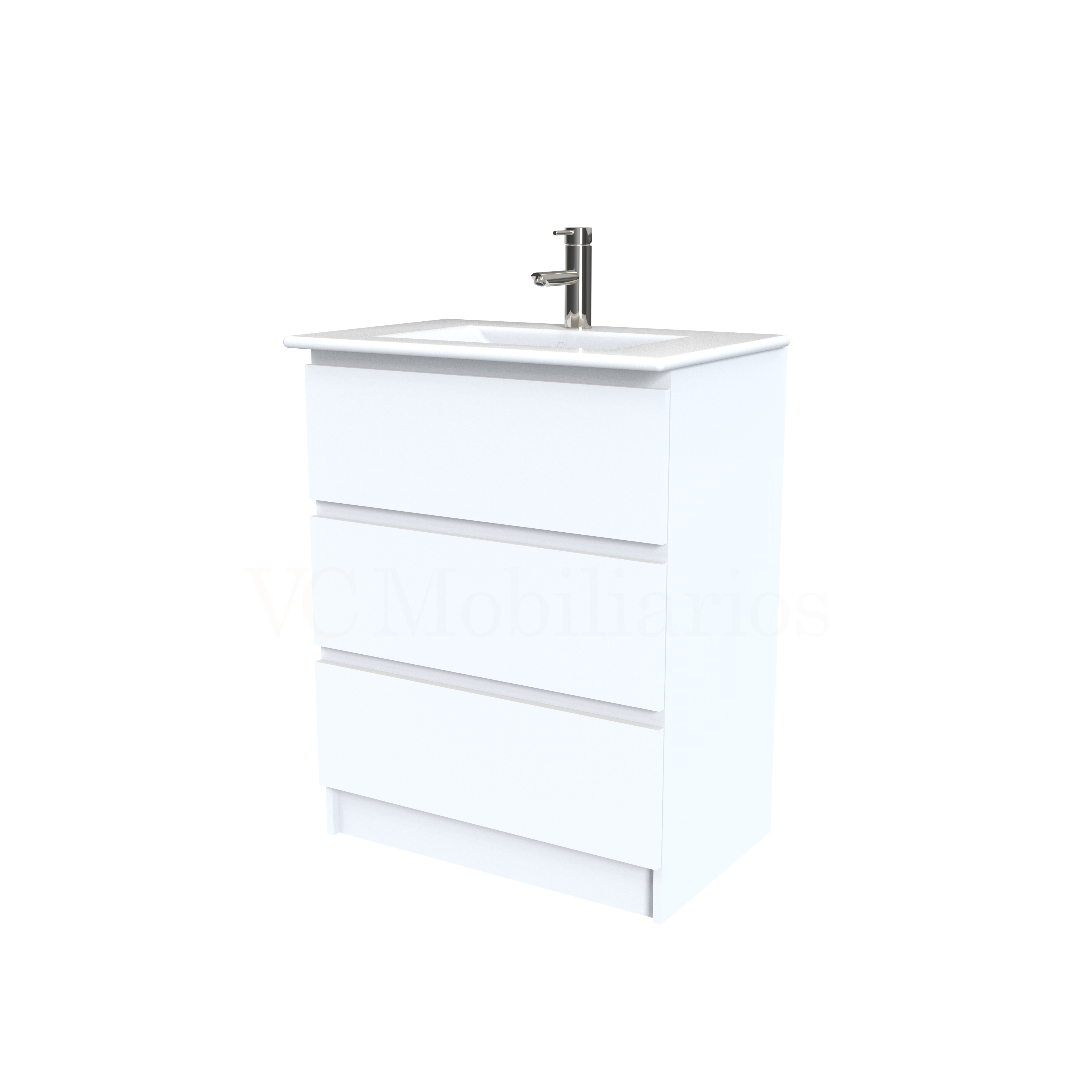 Mueble vanitorio al piso  de 60  cm con cubierta de loza M3-601  / blanco