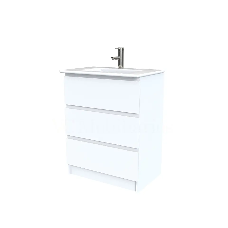Mueble vanitorio al piso  de 60  cm con cubierta de loza M3-601  / blanco 1
