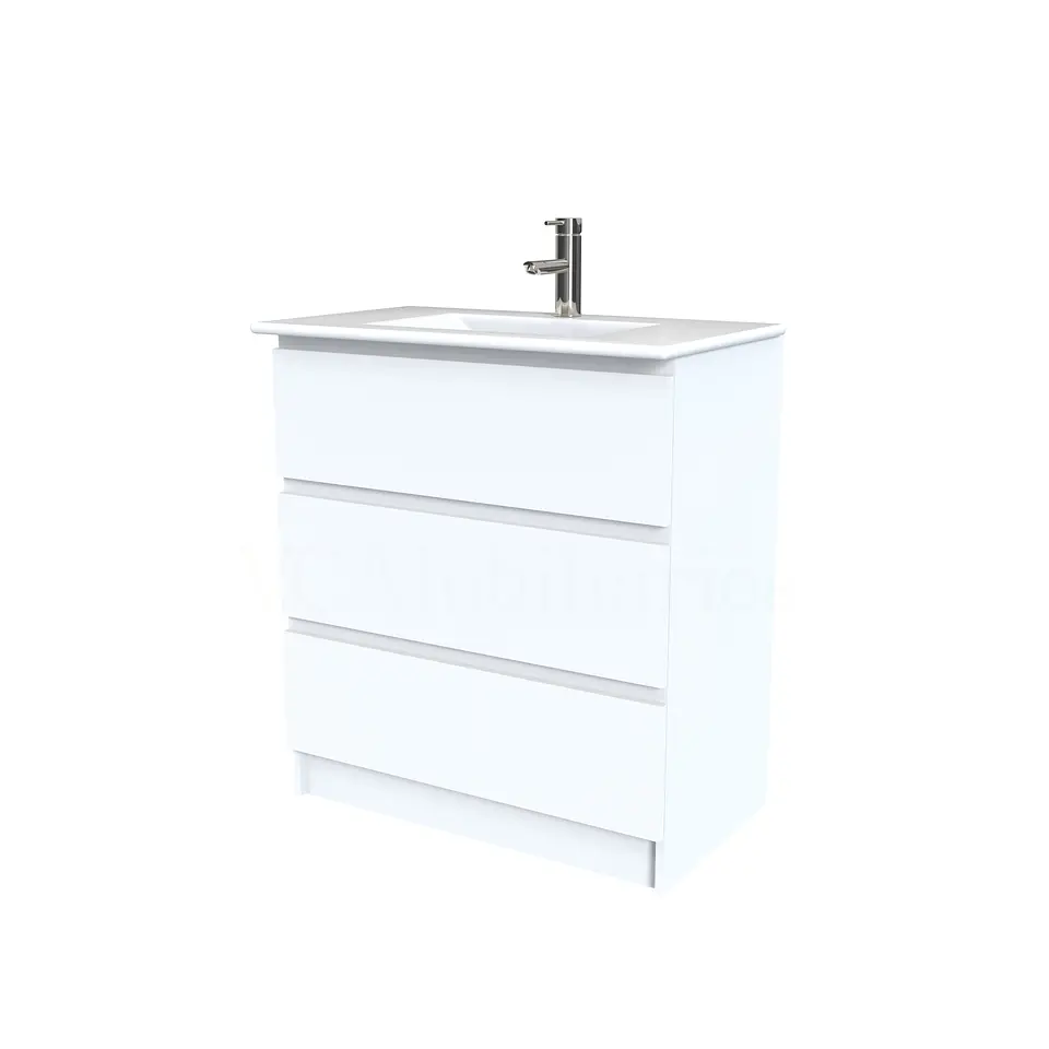 Mueble vanitorio al piso  de 70  cm con cubierta de loza M3-701  / Blanco 1