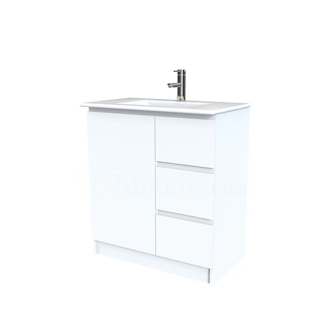 Mueble vanitorio al piso  de 70  cm con cubierta de loza M2-701  / Blanco
