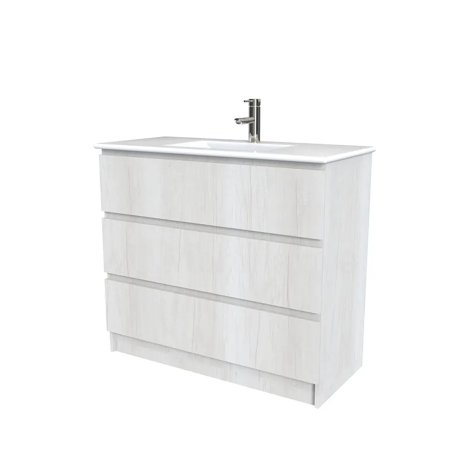 Mueble vanitorio al piso  de 100  cm con cubierta de loza M3-001  / Toscana 1