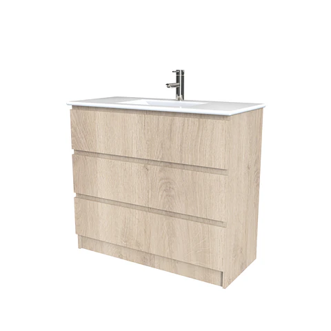 Mueble vanitorio al piso  de 100  cm con cubierta de loza M3-001  / Jerez