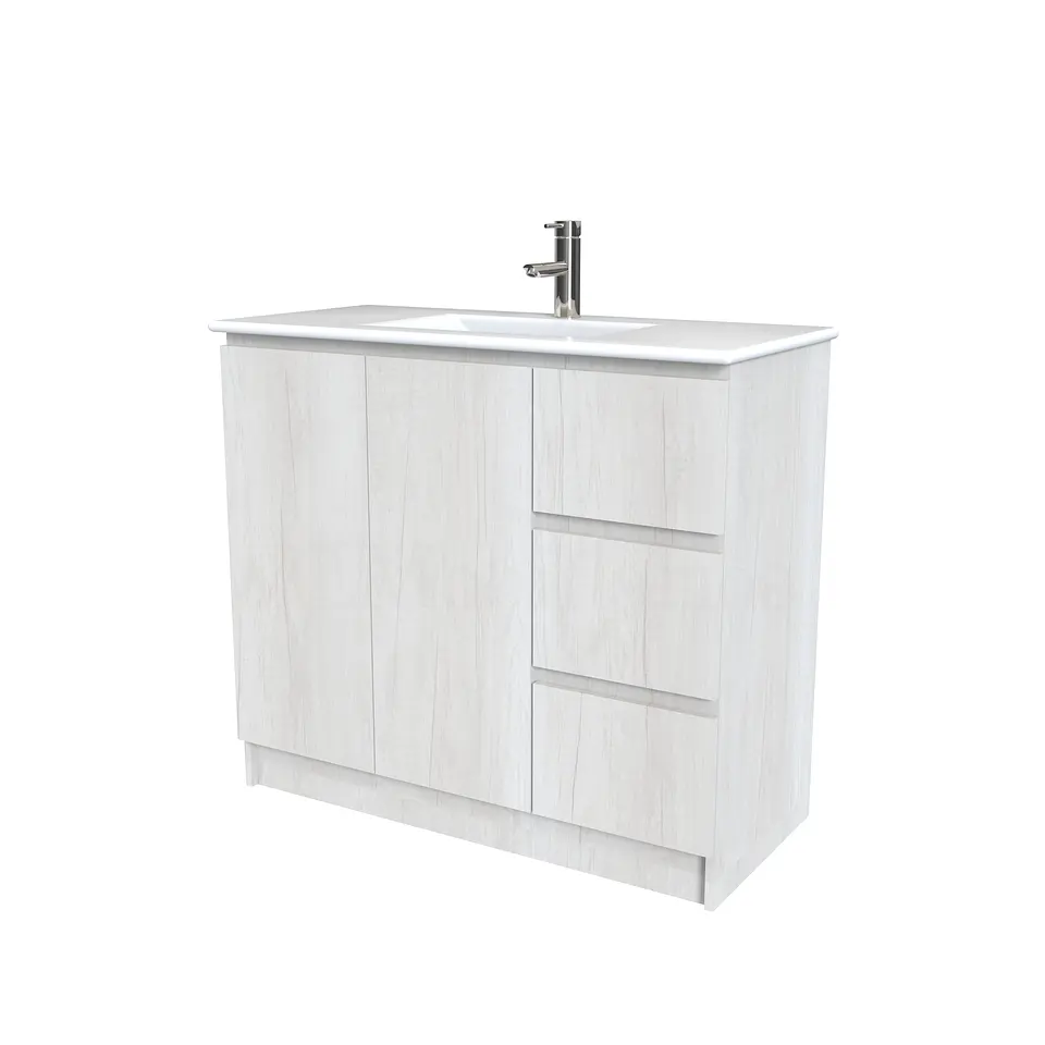 Mueble vanitorio al piso  de 100  cm con cubierta de loza M2-001  / Toscana 1