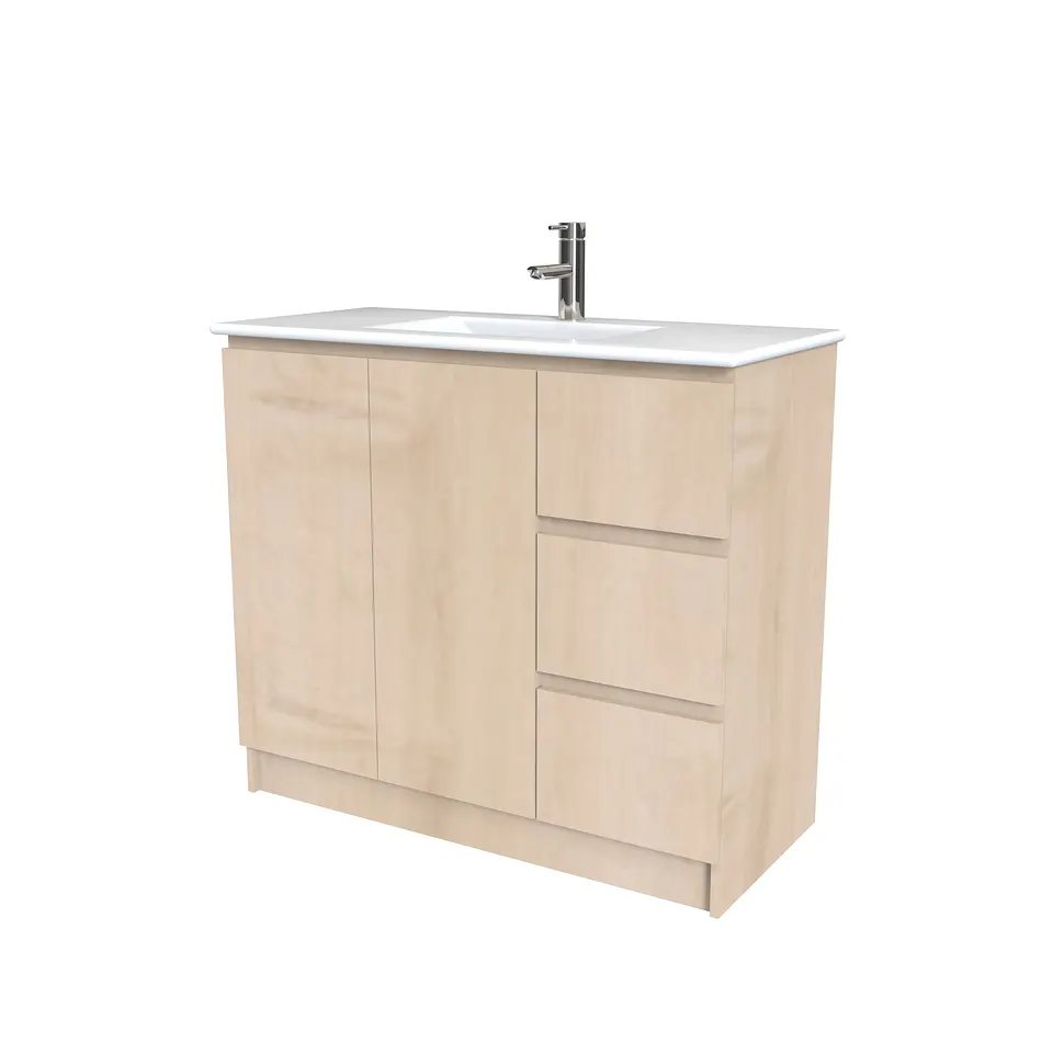 Mueble vanitorio al piso  de 100  cm con cubierta de loza M2-001  / Rustico 1