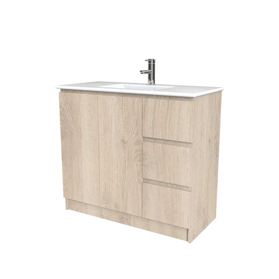 Mueble vanitorio al piso  de 100  cm con cubierta de loza M2-001  / Jerez 1