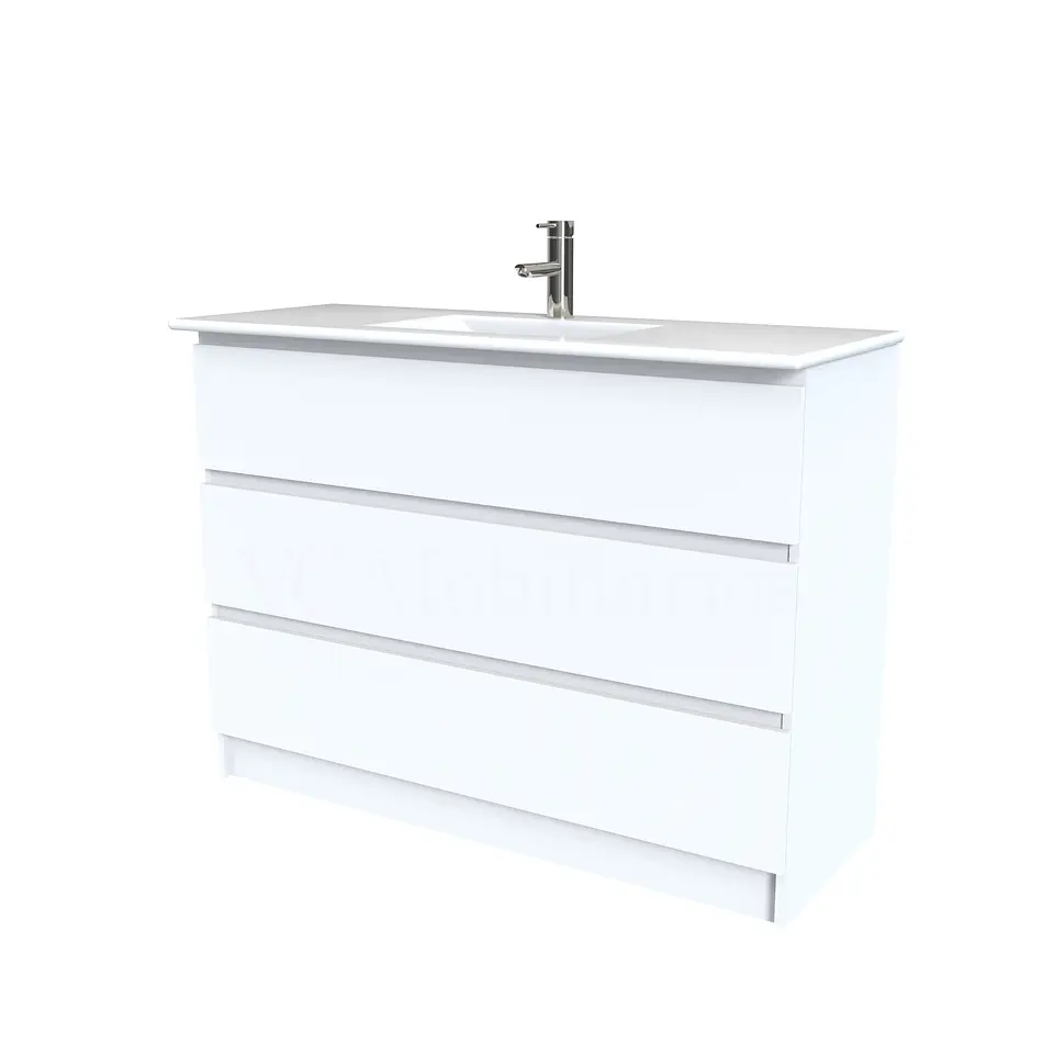 Mueble vanitorio al piso  de 120  cm con cubierta de loza M3-1201  / Blanco 1