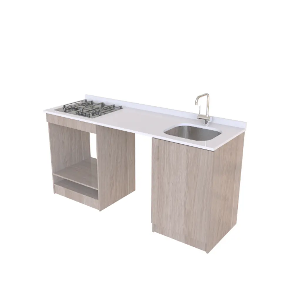 Mueble lavaplatos integral M1-1800-MI-3 de 180 cm / Cuarzo / Cendra 1