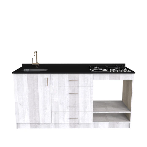 Mueble lavaplatos integral M1-1800-MI-2 de 180 cm / Cuarzo / Legno