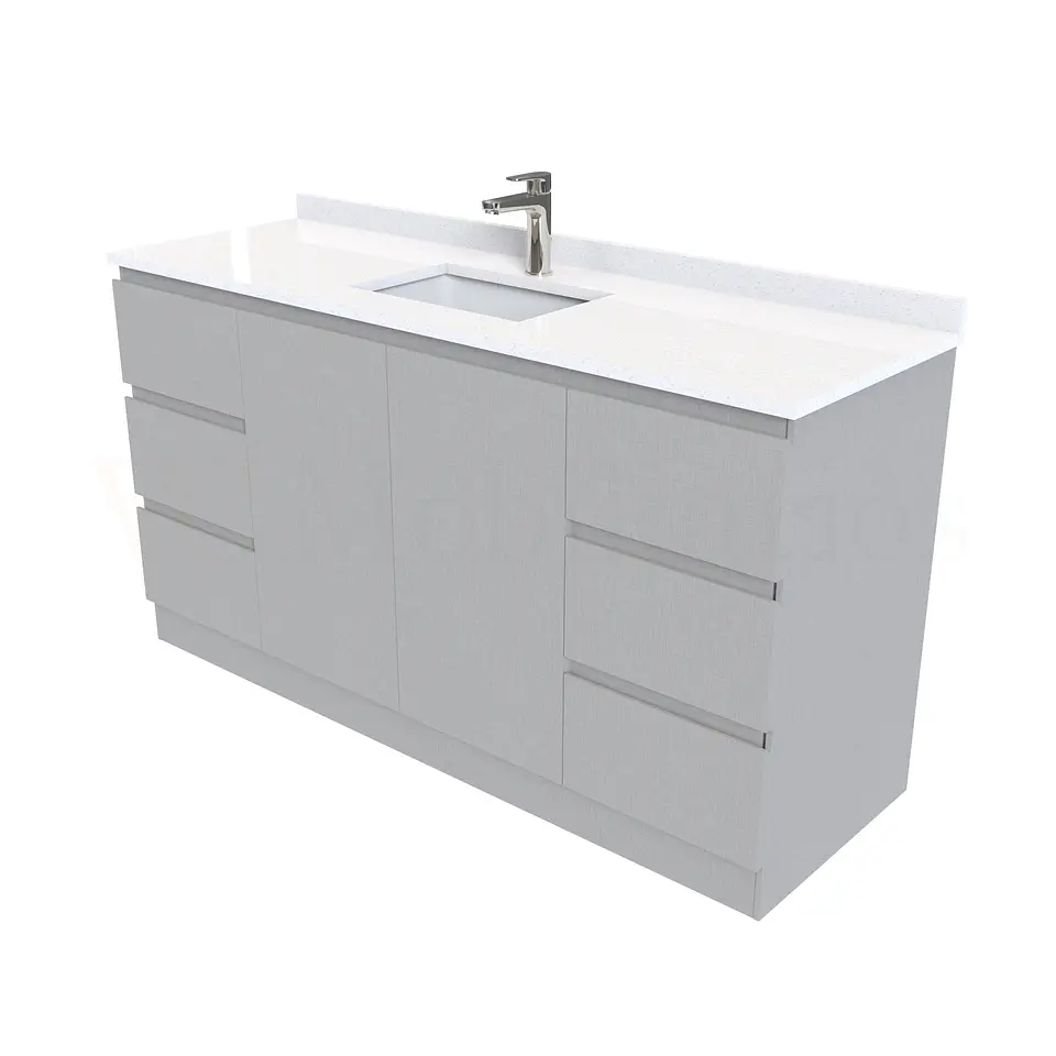 Mueble vanitorio al piso de 150 cm con cubierta de cuarzo M2-1538 / Carbon 1