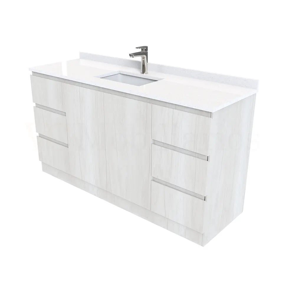 Mueble vanitorio al piso de 150 cm con cubierta de cuarzo M2-1538 / Toscana 1