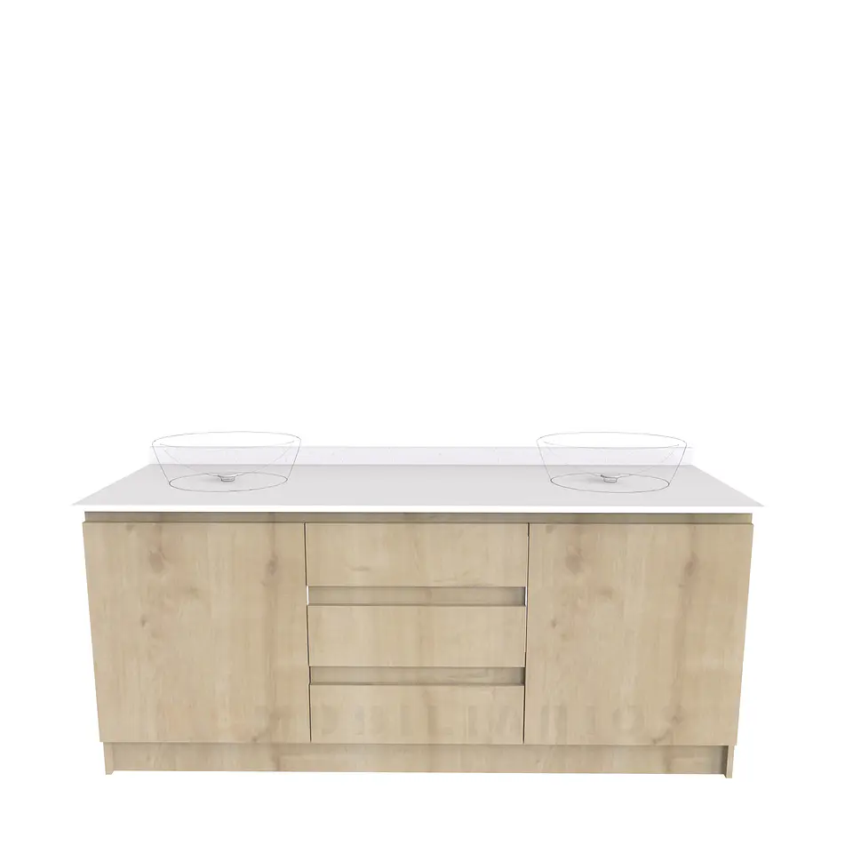 Mueble Vanitorio al piso para lavamanos sobre poner de 150 cm M2-1500-DP / Rustico 1